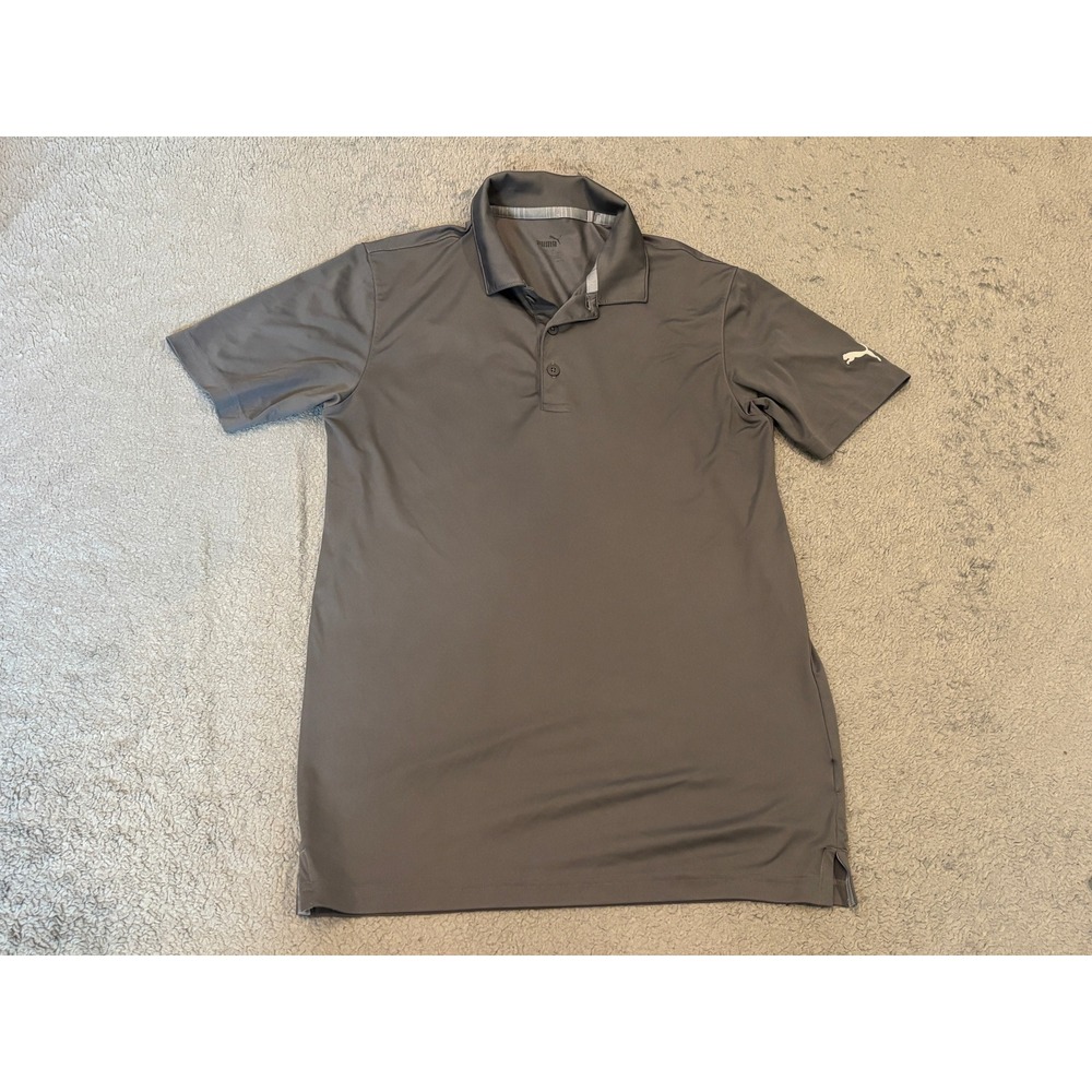 Puma Mens Golf Polo Shirt Charcoal Gray Short Sleeve Performance Size Small